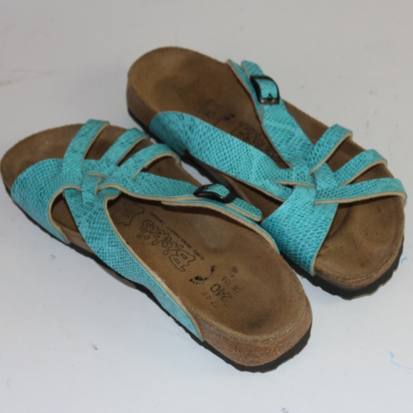 Birkenstock Shoes - Birkenstock Blue Leather Sandals Size 37 or 6-6.5